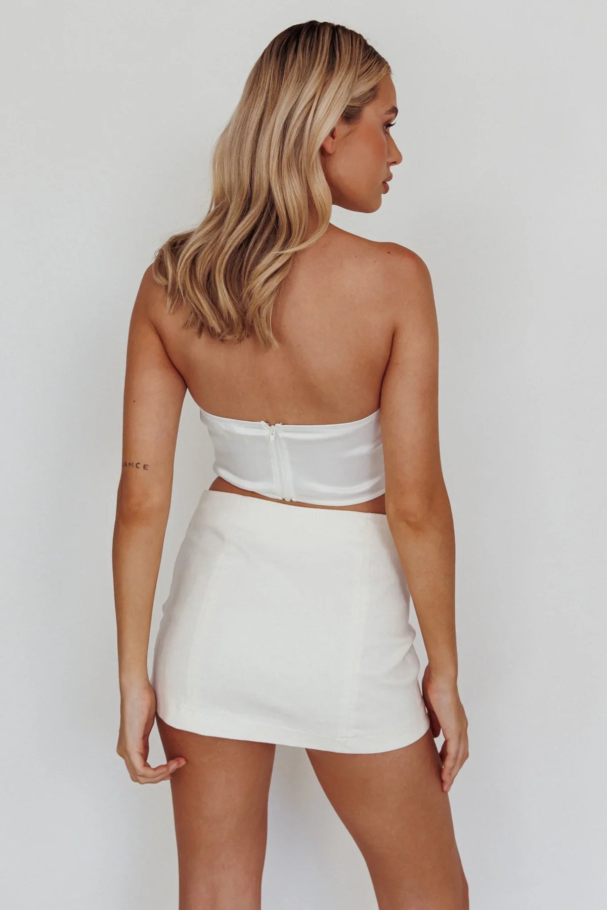 Up All Night Diamante Crop Top White