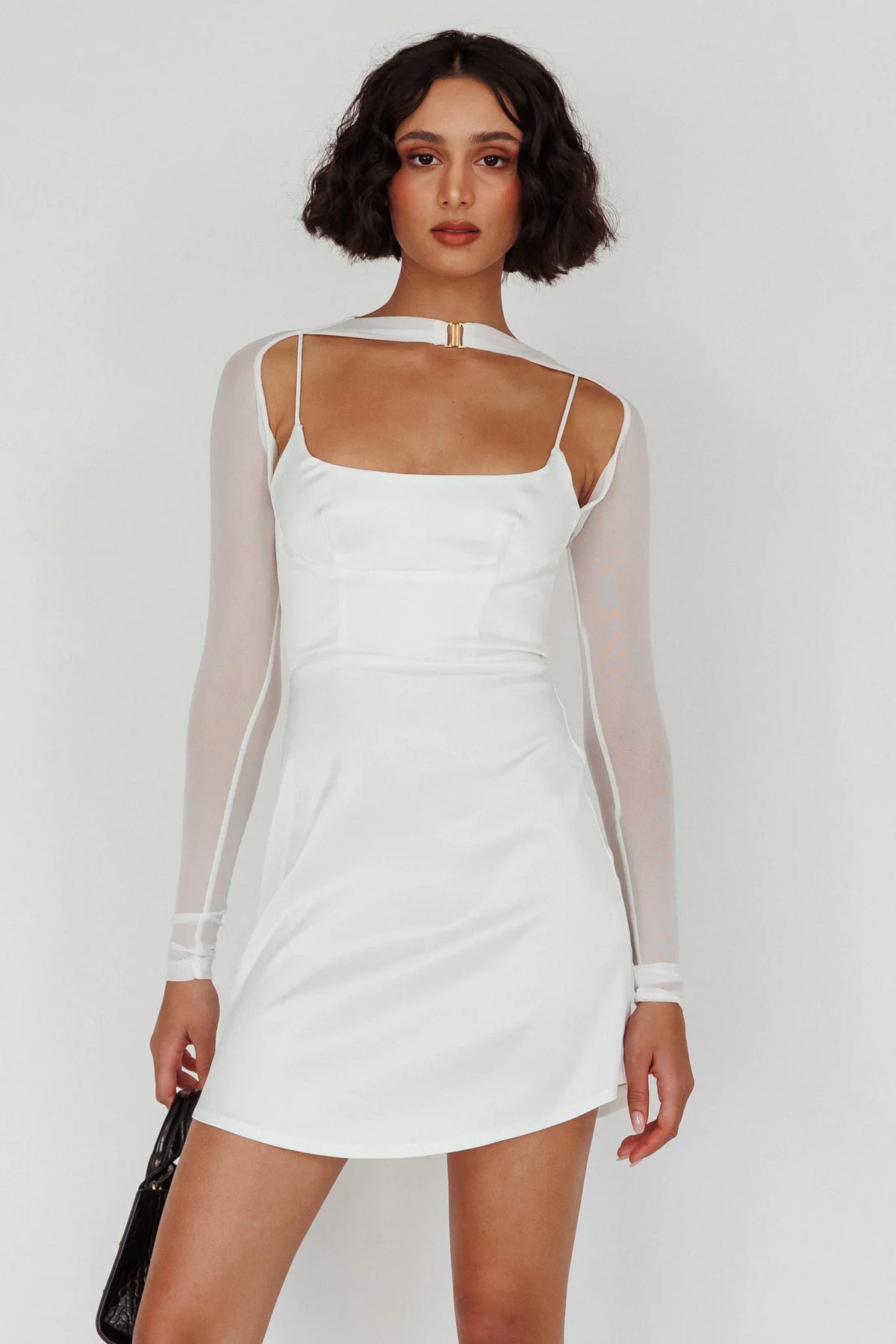 Moon Rising Faux Bolero Mini Dress White