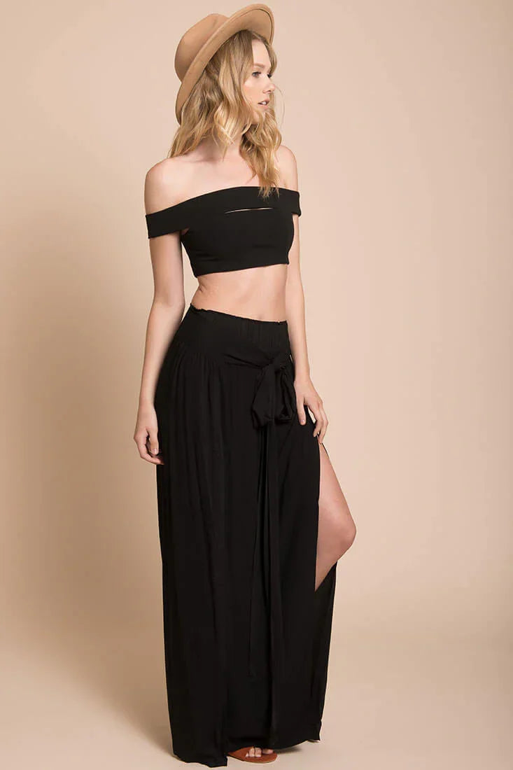 Evalyn High Slit Skirt Black