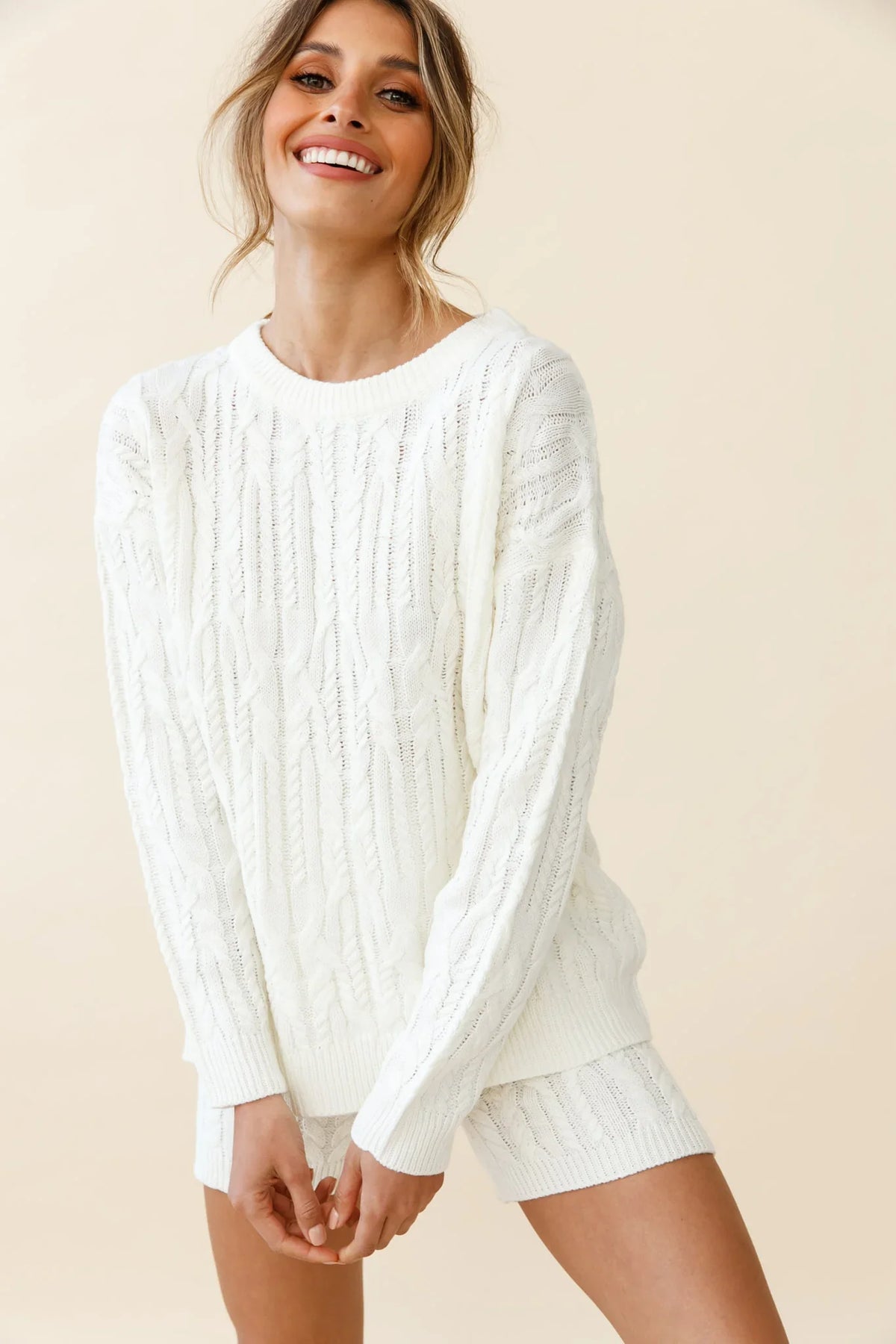Colorado Cable Knit Sweater Cream