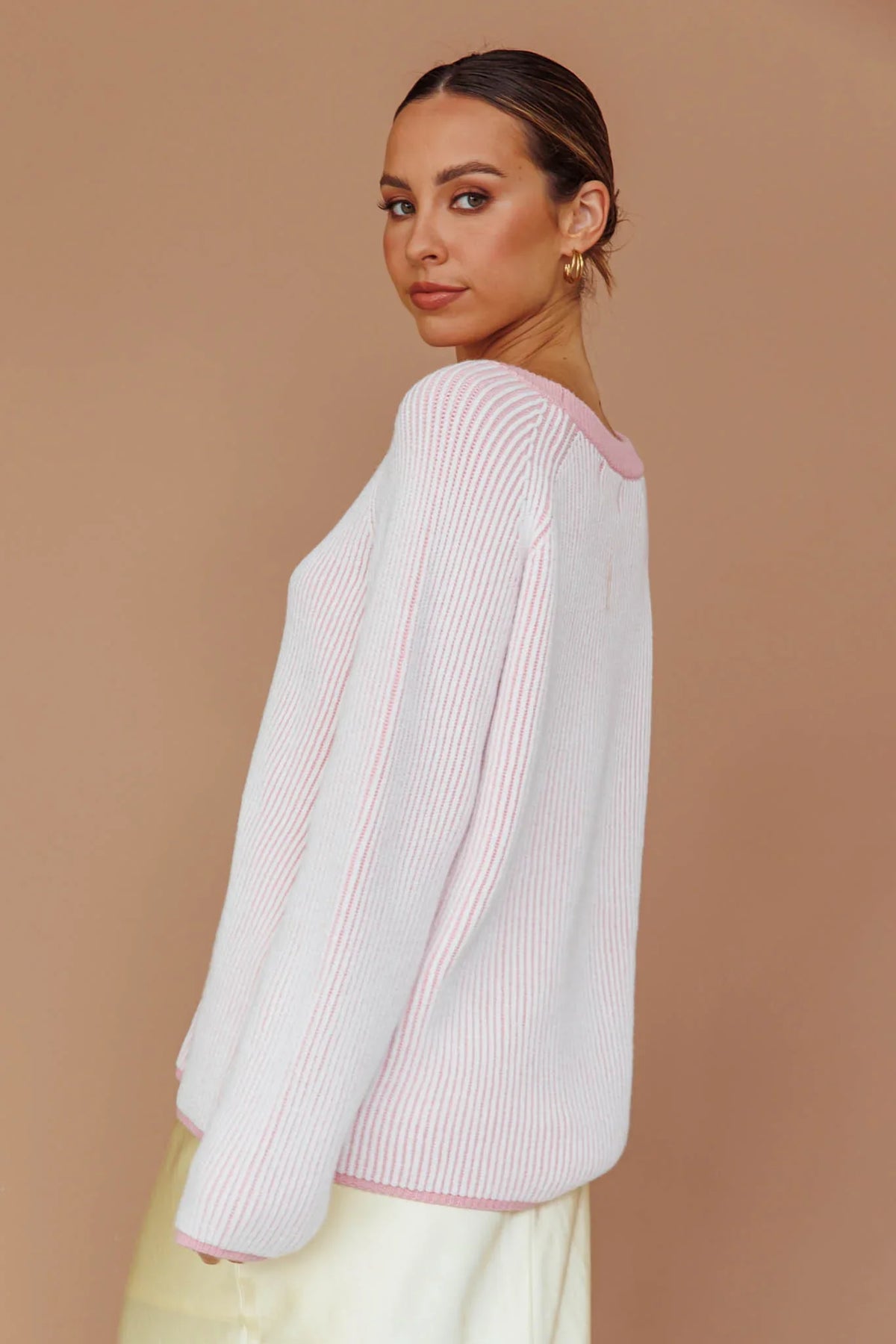 Trafalgur Ribbed Knit Sweater Pink