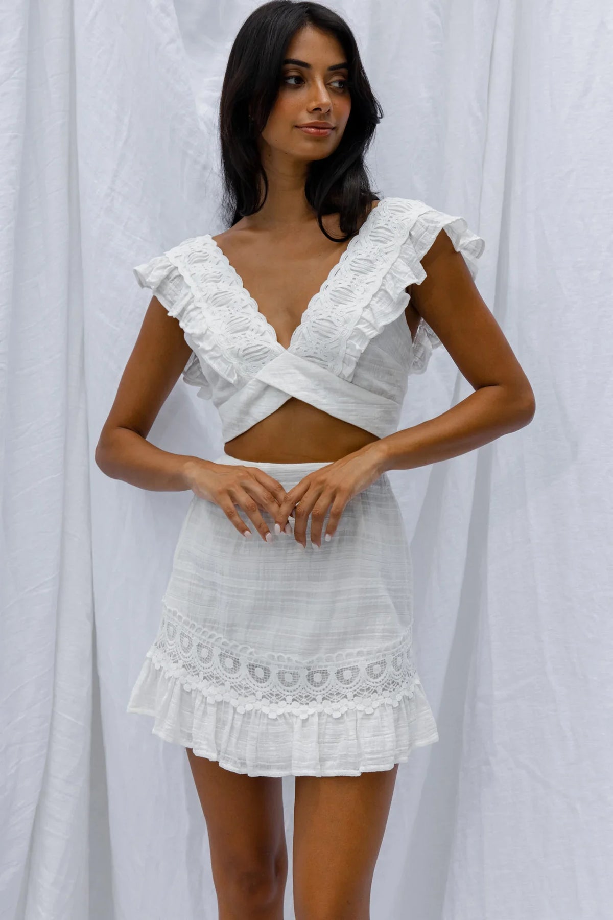 Just Bliss Tied Back Crop Top White