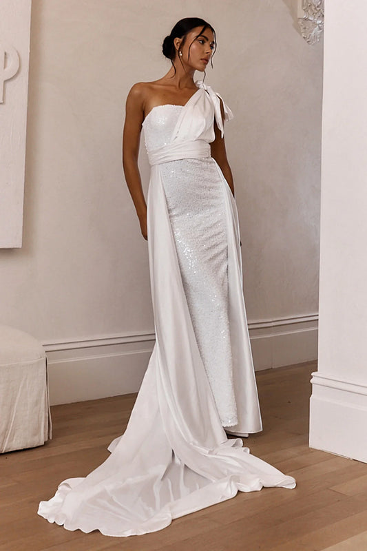 Francene Two Piece Sequin Maxi Dress White