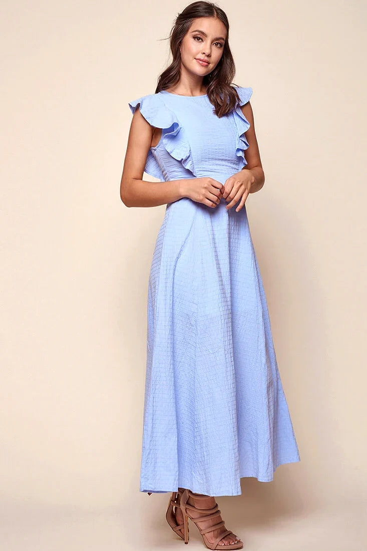 Kindall Classic Casual Dress Steel Blue
