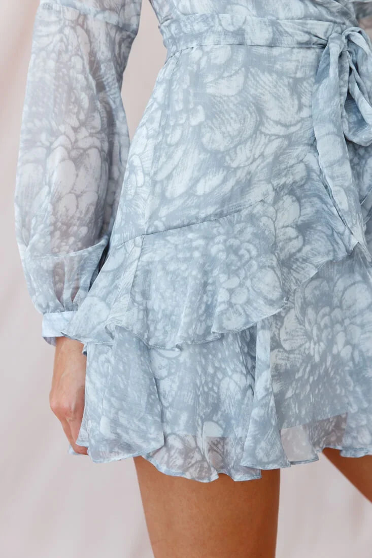 Kerry Layered Balloon Sleeve Dress Grey