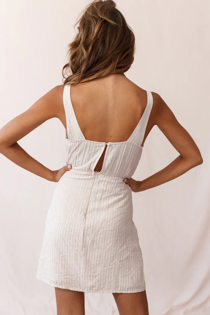 Kay Wrap Skirt Wooden Embellishment Dress Nude