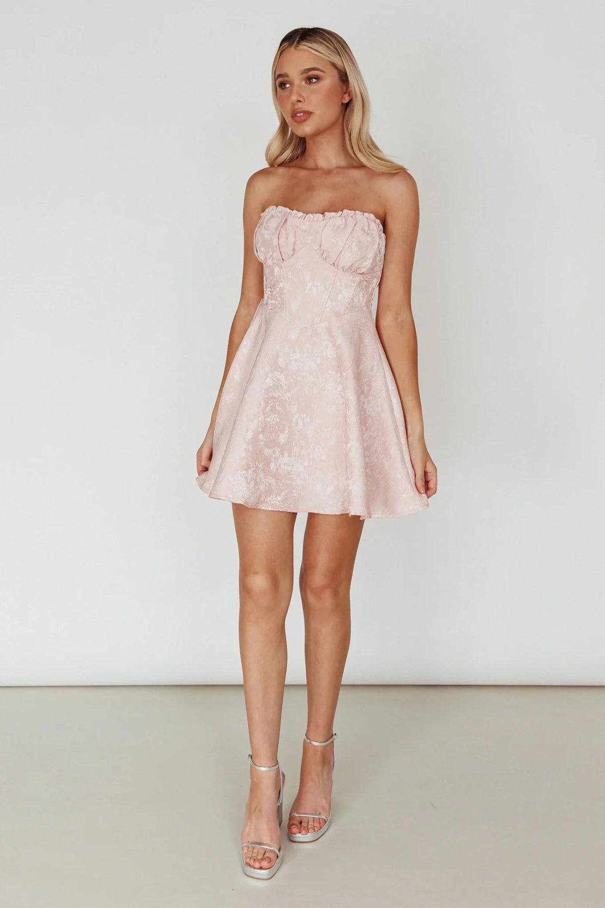 Savanna Corset Bodice Mini Dress Light Peach