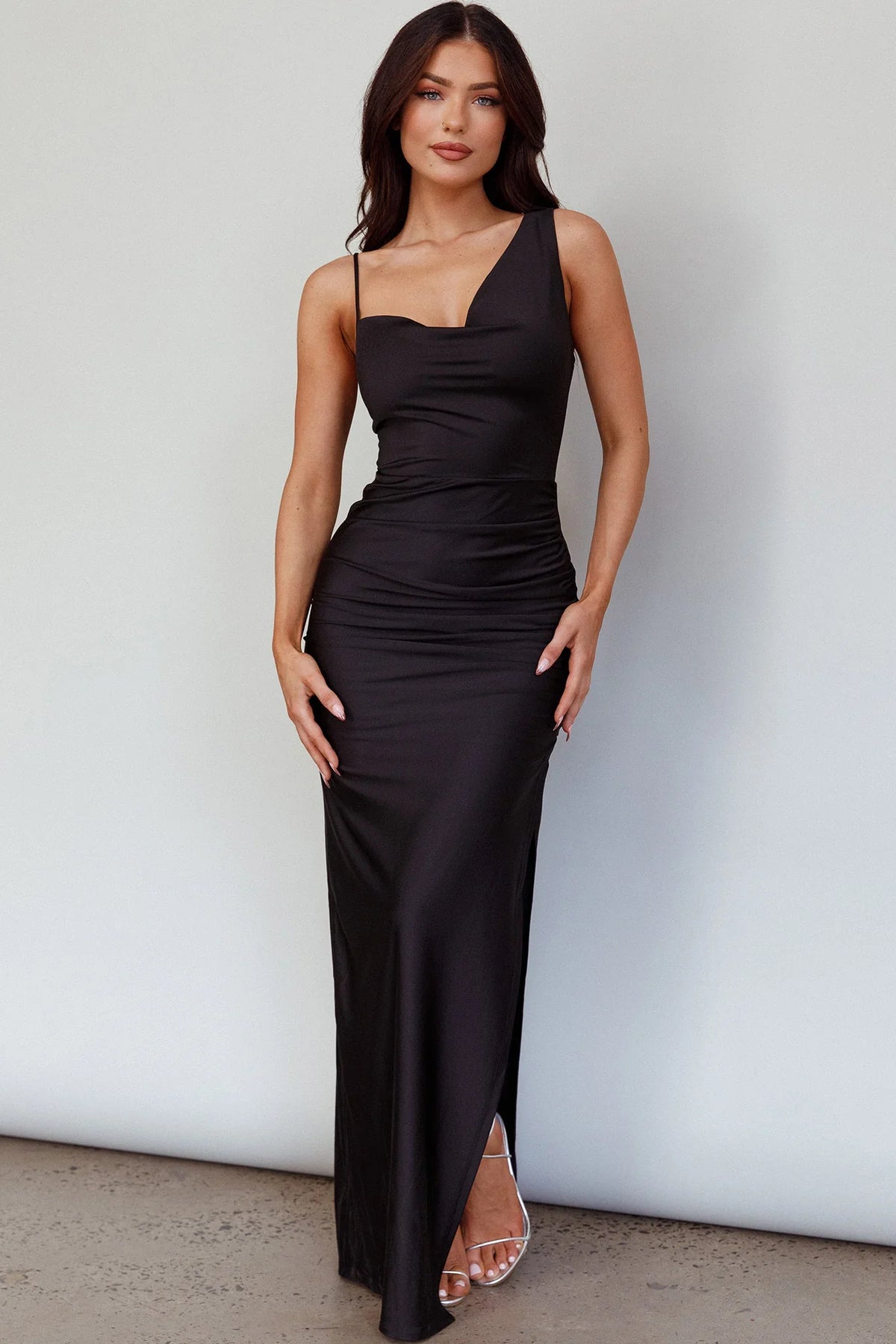 Florentina Thigh Split Maxi Dress Black