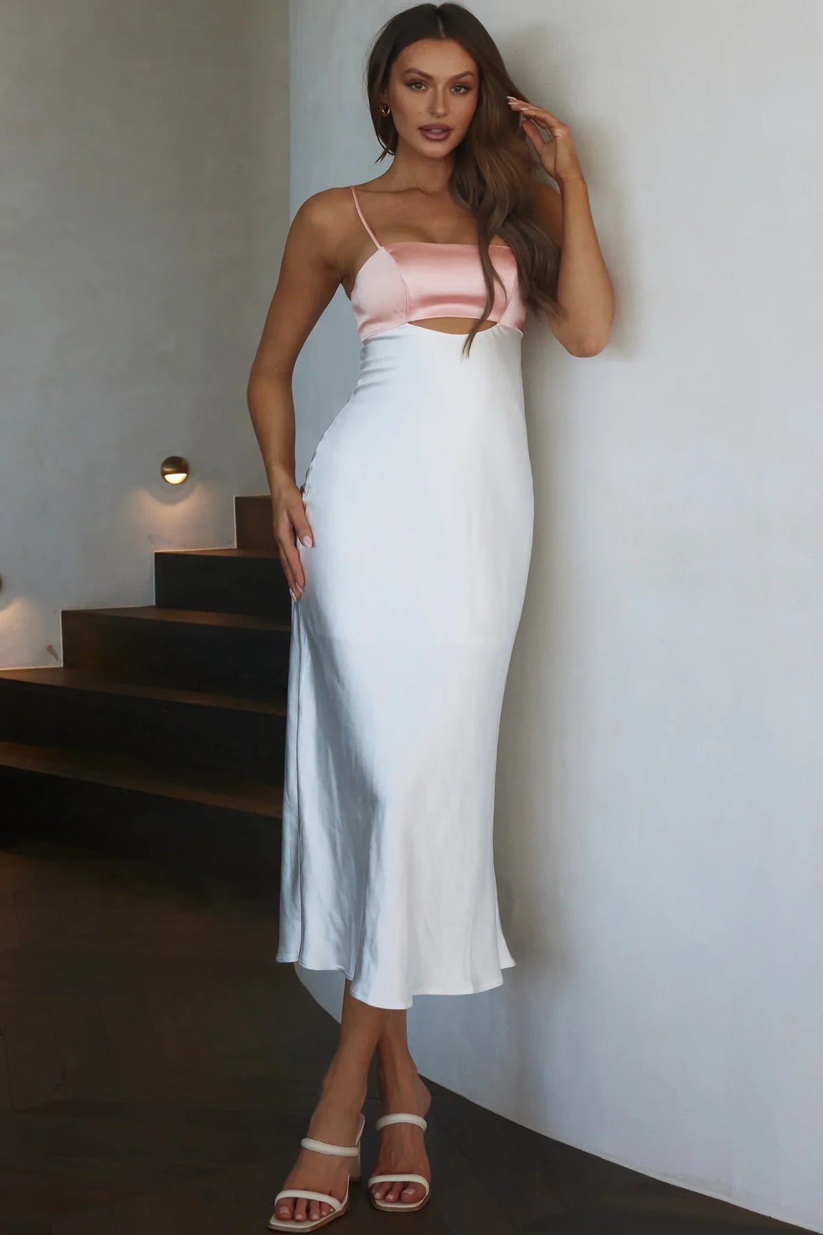 Mariana Cut-Out Bust Midi Dress Blush