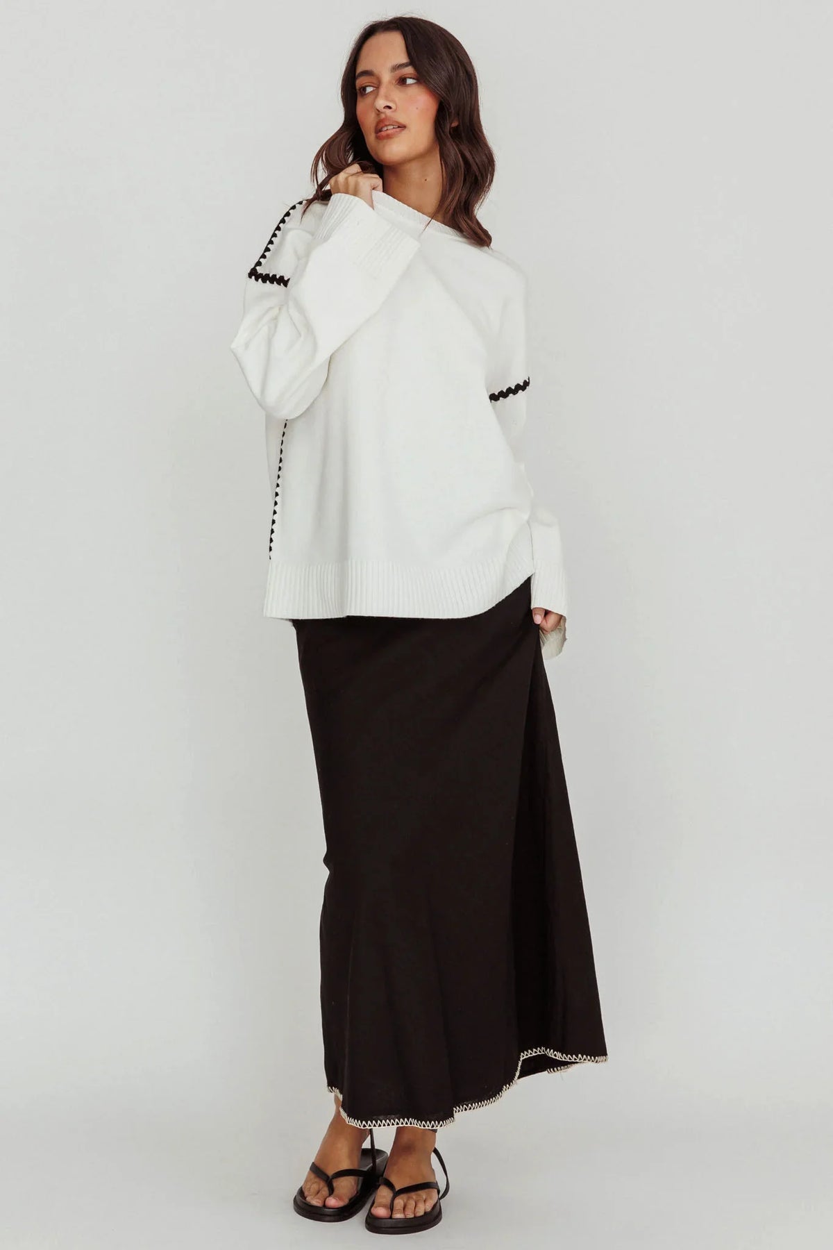 Guardian Contrast Knit Sweater Off White
