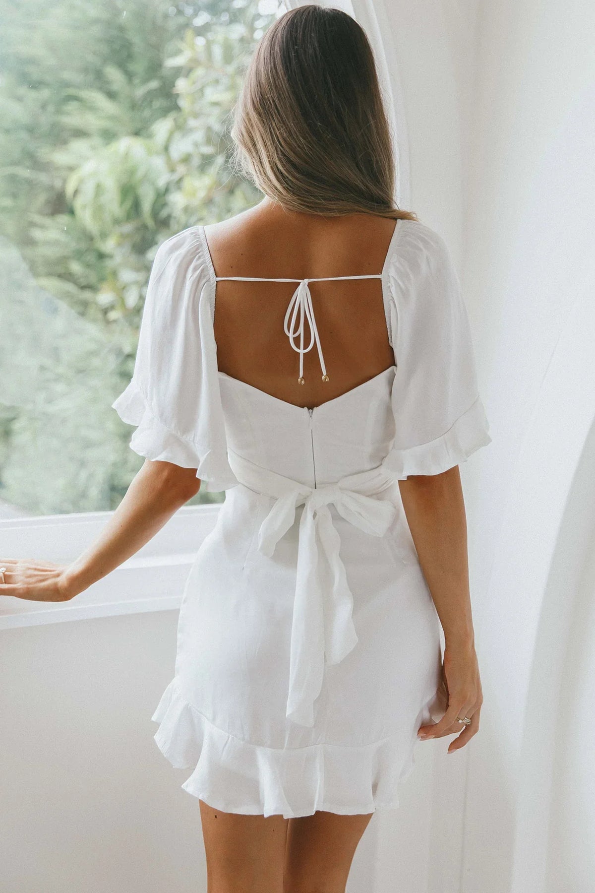 Hand In Mine Ruffle Hem Dress White