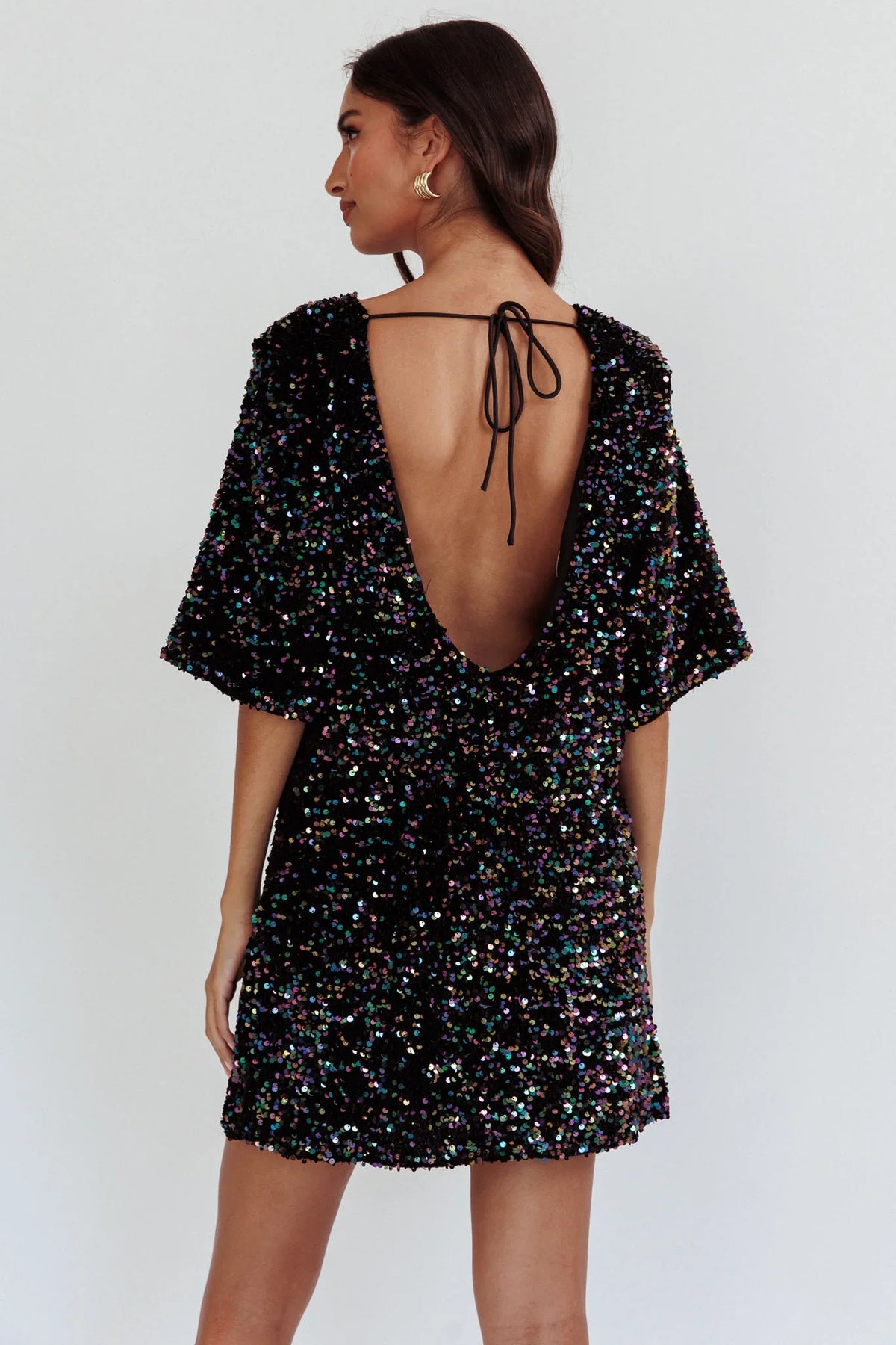 Miramar Backless Sequin Dress Black Multi