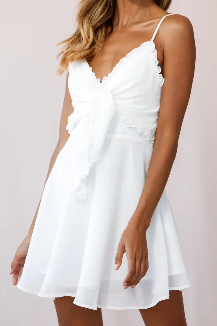 Zeta Bust Tie A-Line Dress White