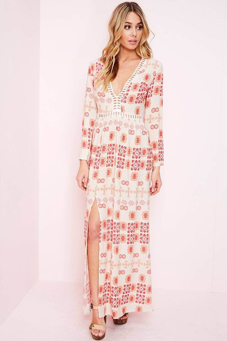 Avery Casual Maxi Dress Red Print