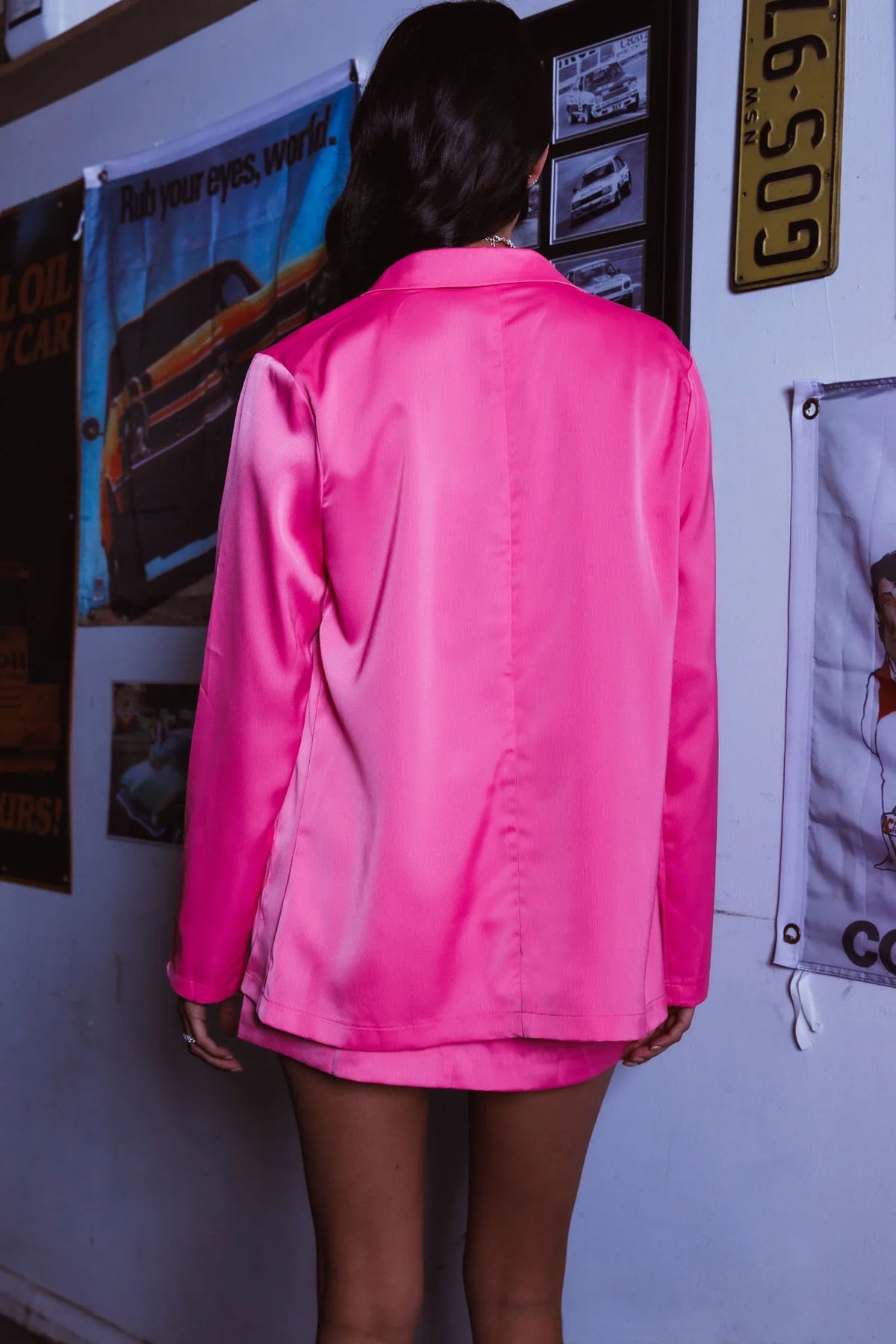 Jazmyn Satin Blazer Pink