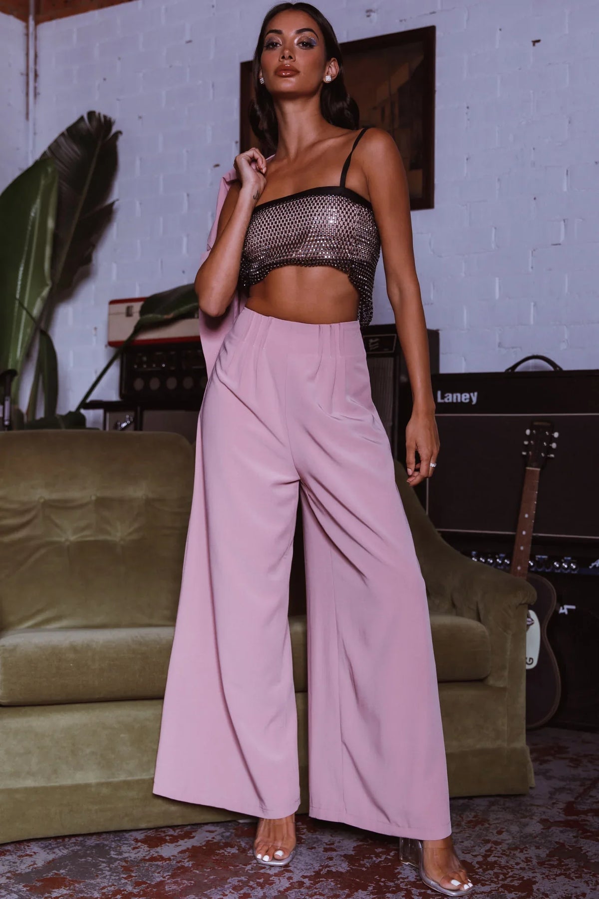 Vous Etes Belle Pleated Waist Pants Blush