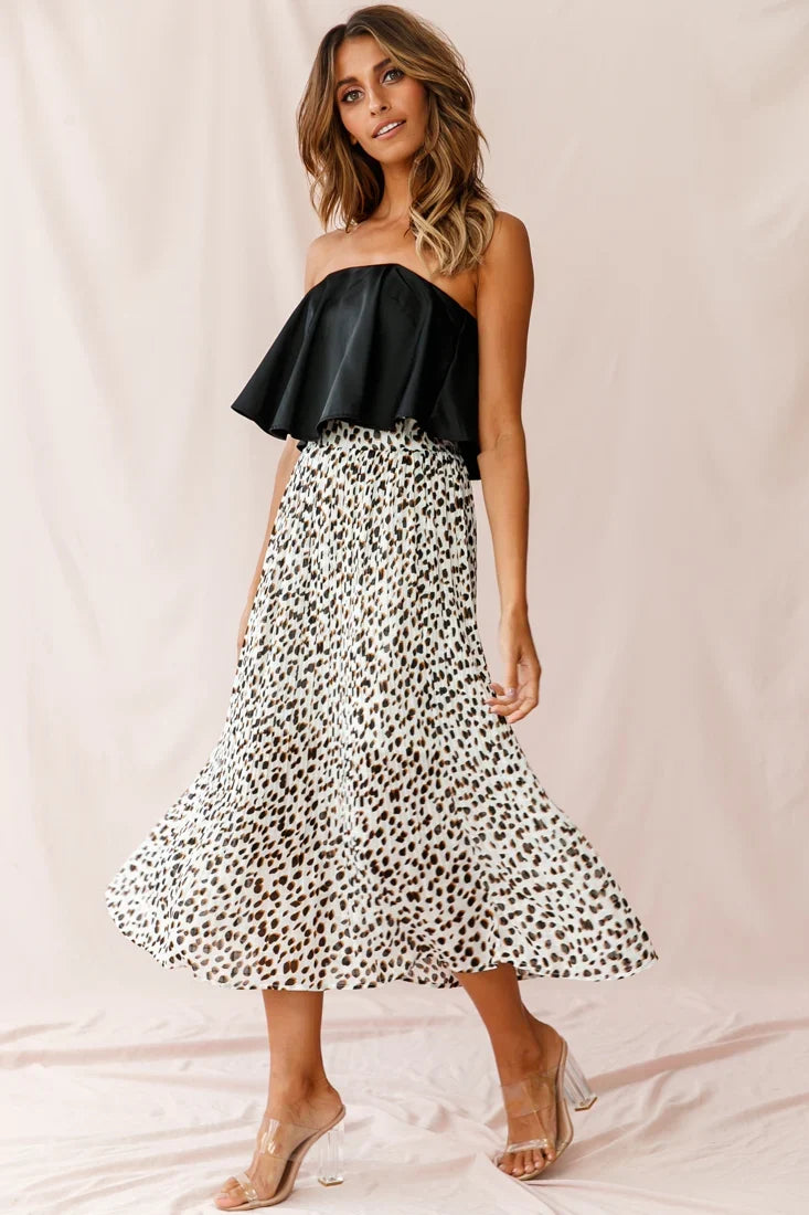 Marie Satin Bandeau Crop Top Black