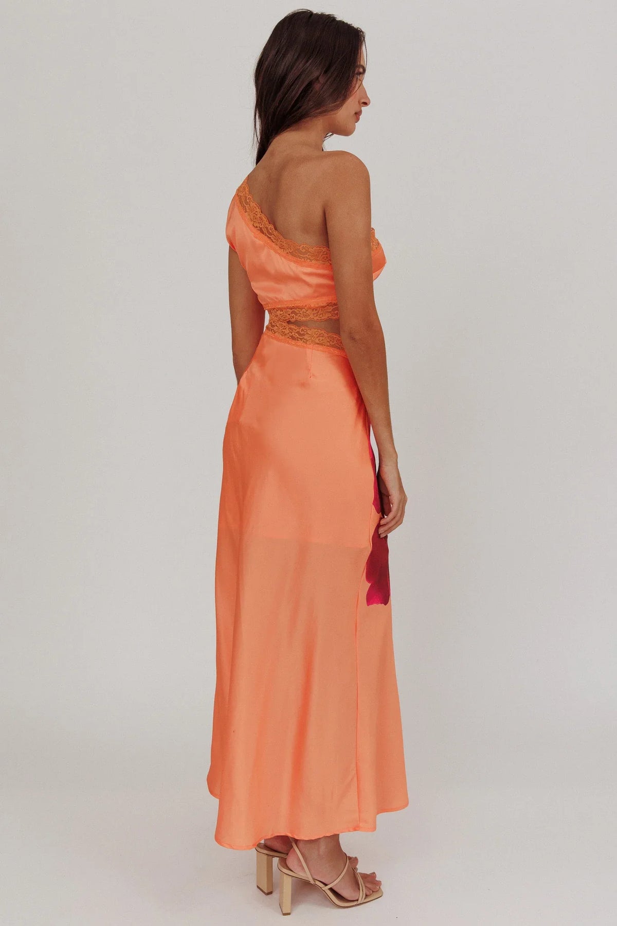 Mahli One-Shoulder Cut-Out Maxi Dress Orange