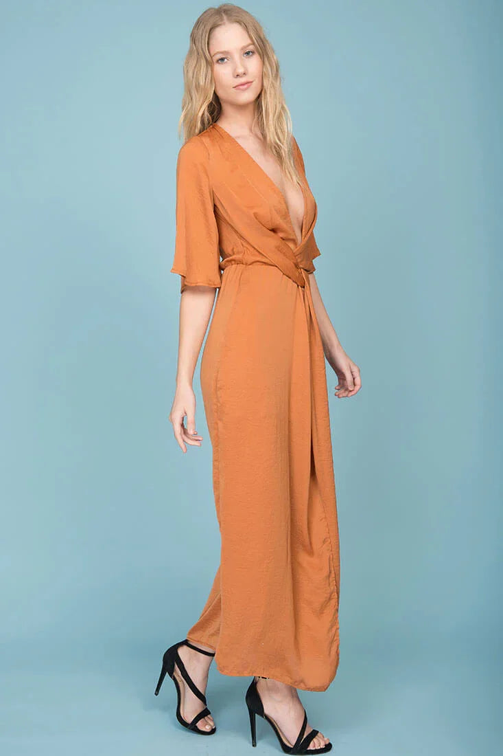 Cleo High Slit Maxi Dress Tan