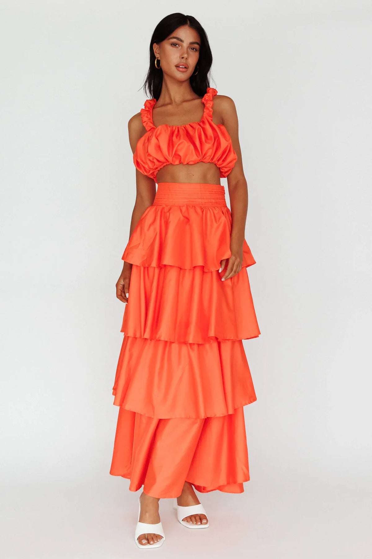 Sozo Bubble Crop Top Orange