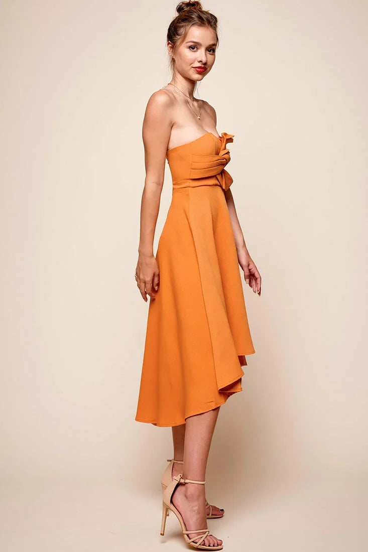 Monogram Strapless Midi Dress Mango