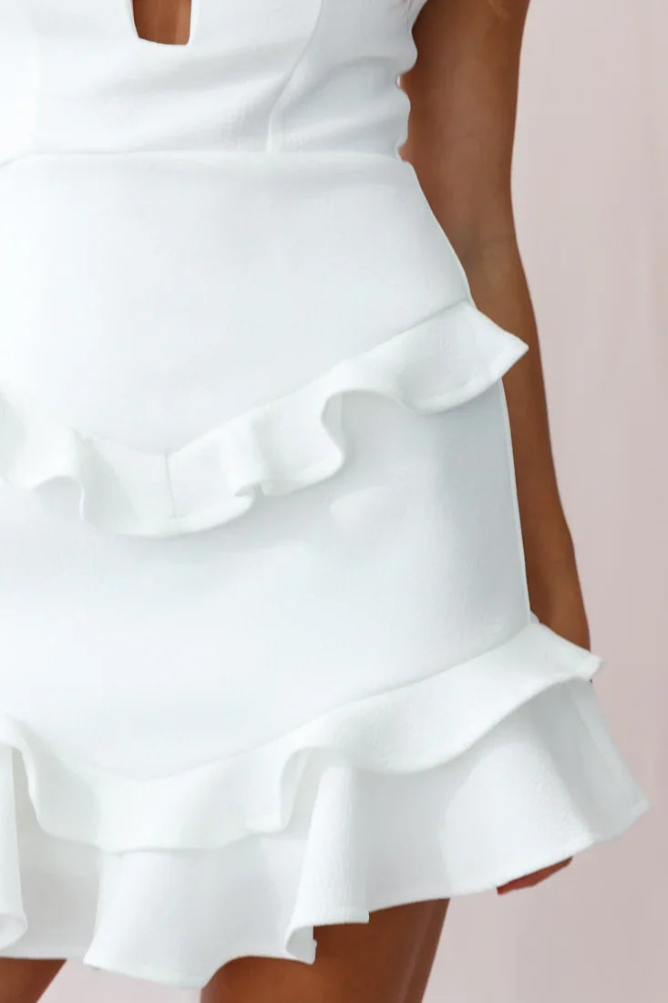 James Tiered Frill Mini Dress White