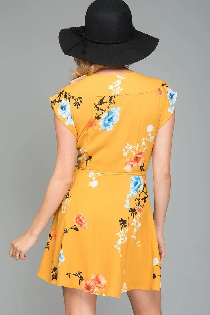 Lydia Casual Summer Dress Yellow Mustard