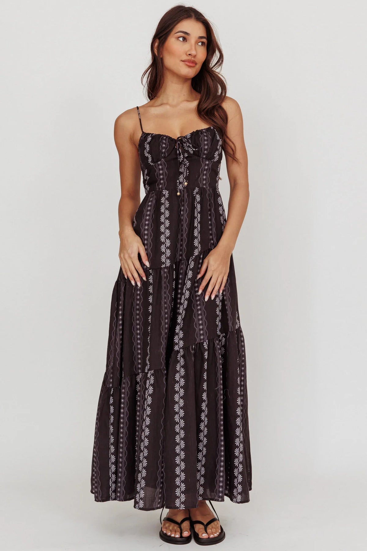 Doe Tied Bust Maxi Dress Black