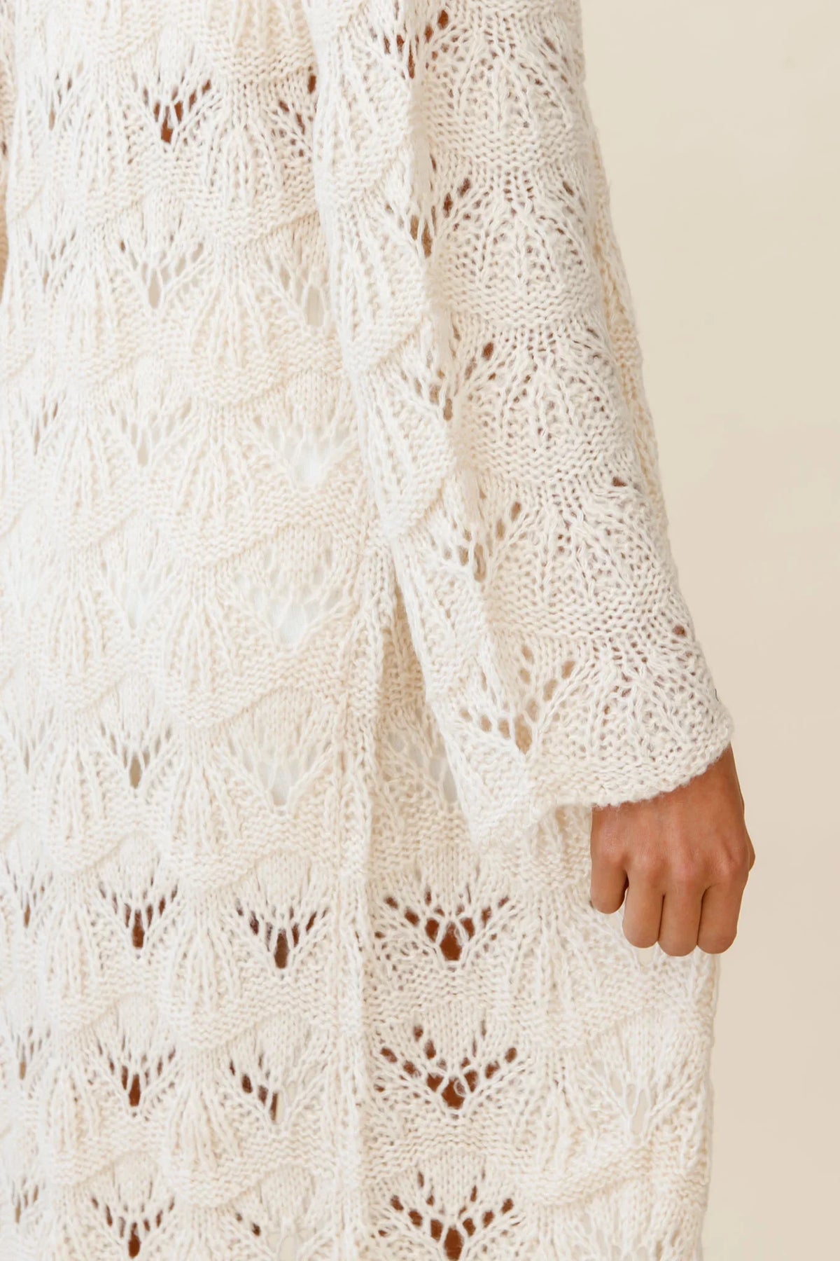 Hailey Crochet Knit Duster Cardigan Cream
