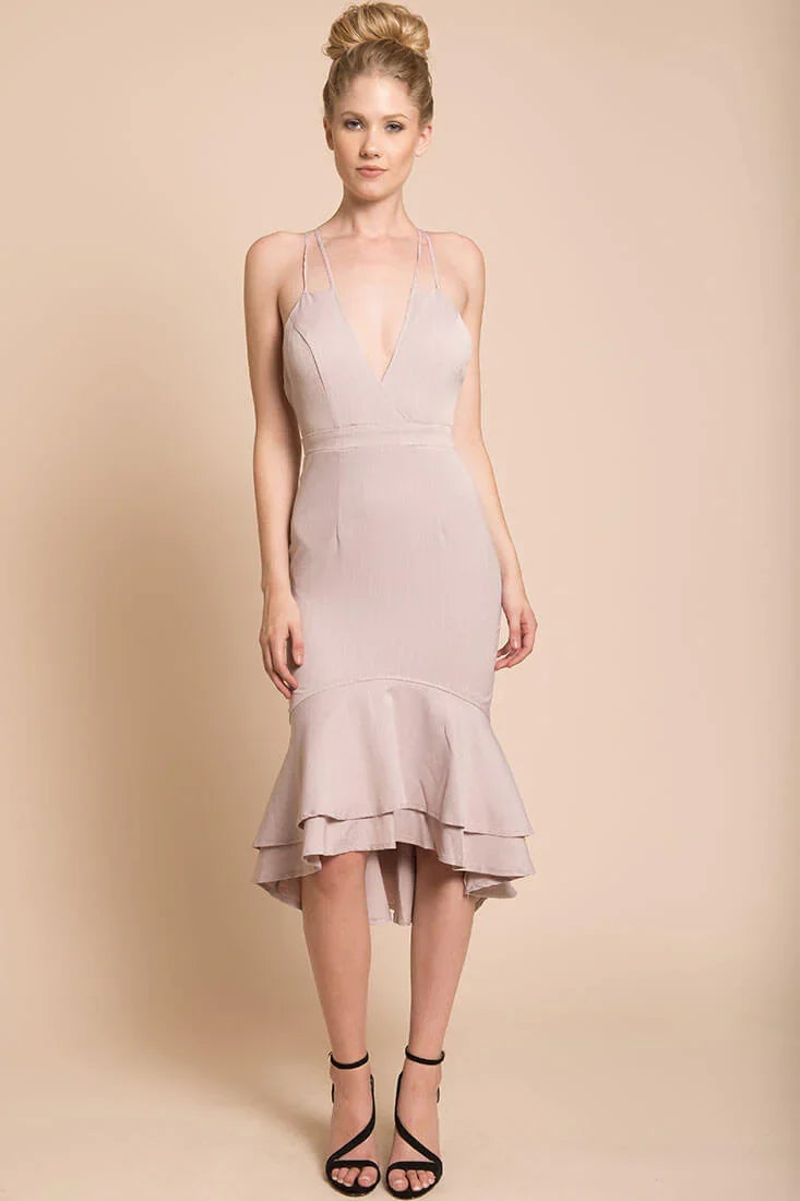 Avery Thin Strap Wedding Guest Dress Blush