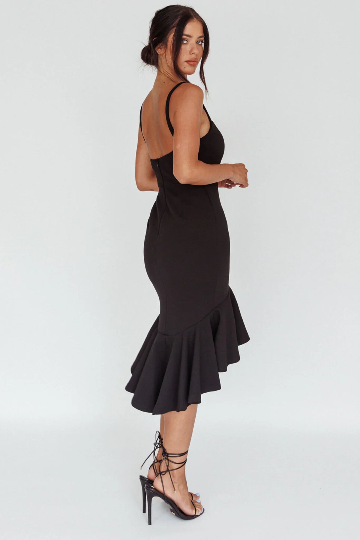 Cartagena High-Low Asymmetric Salsa Dress Black
