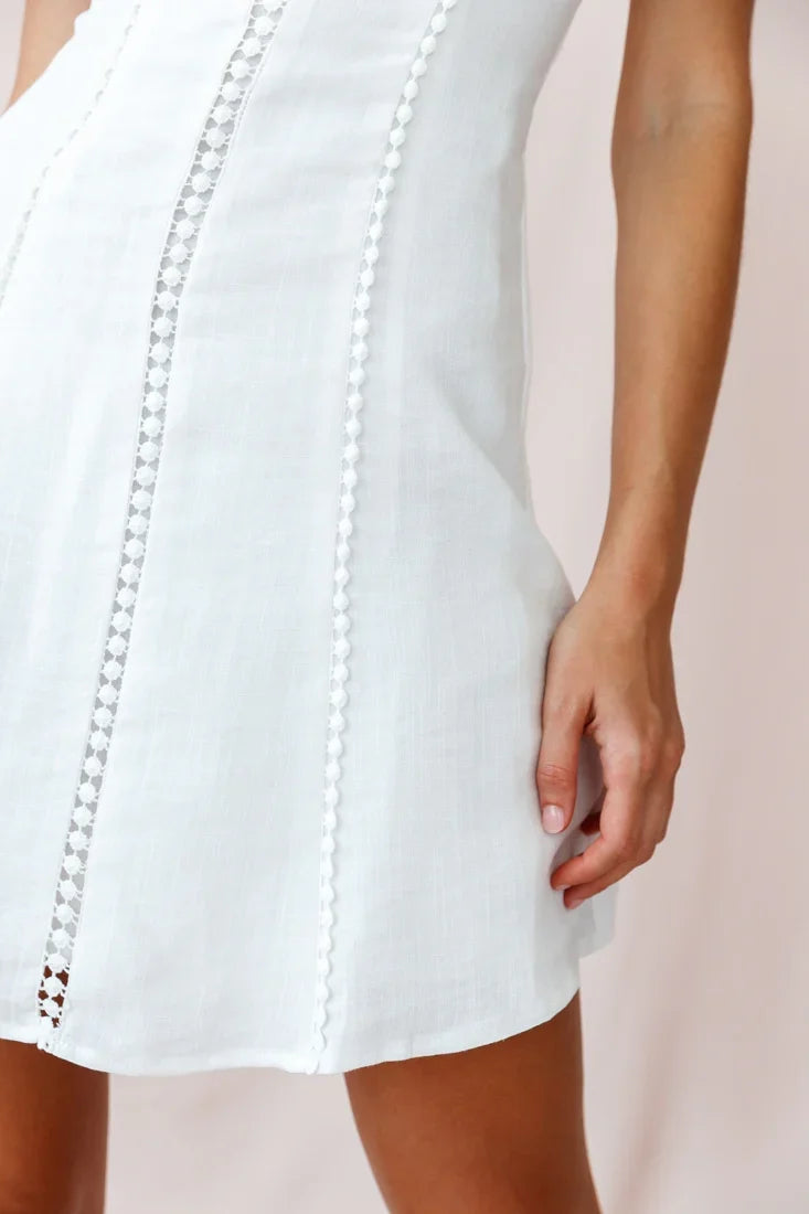 Petunia Tie-Up Back Mini Dress White