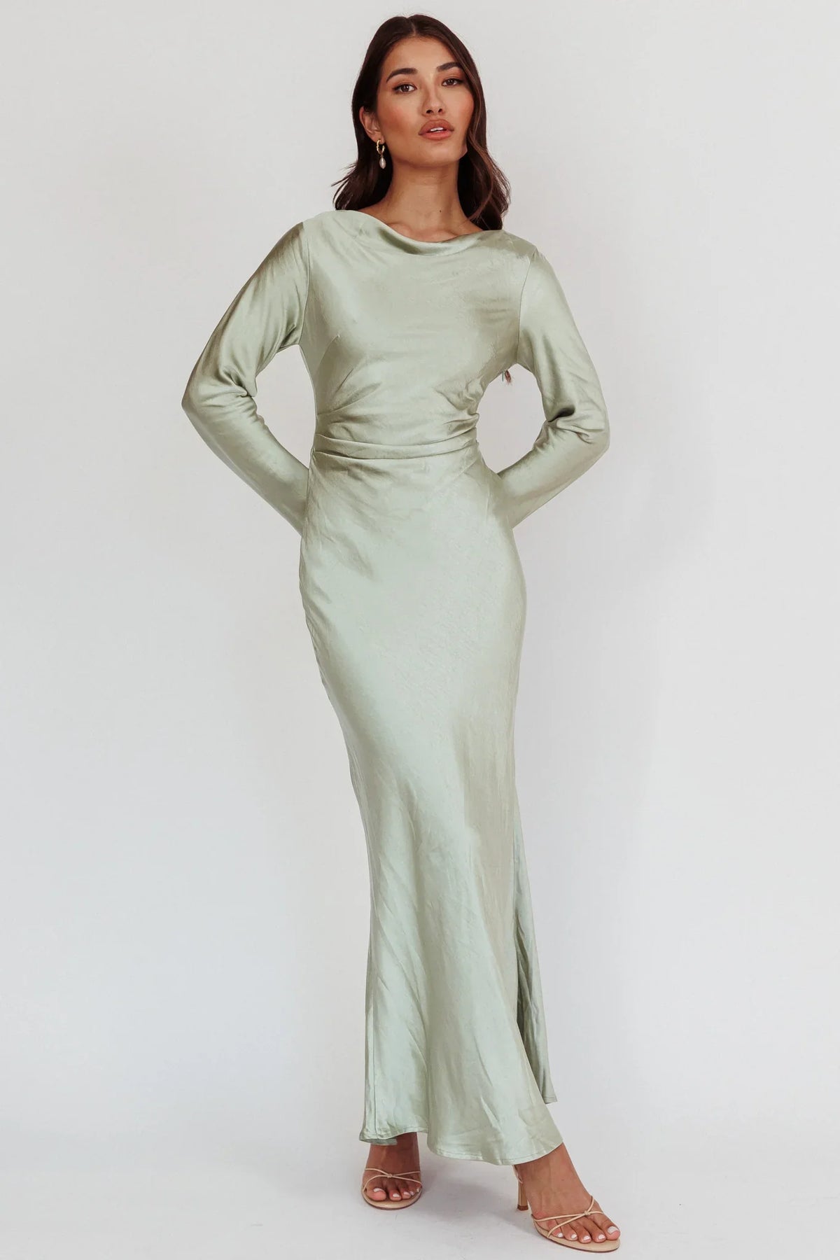 Loveland Cowl Back Midi Dress Sage