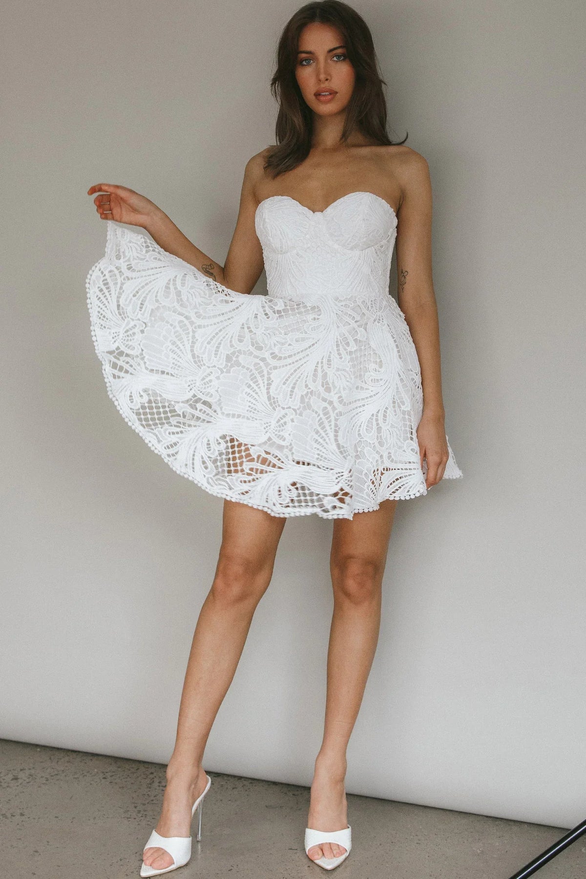 Cheyenne Sweetheart Neckline A-Line Dress White