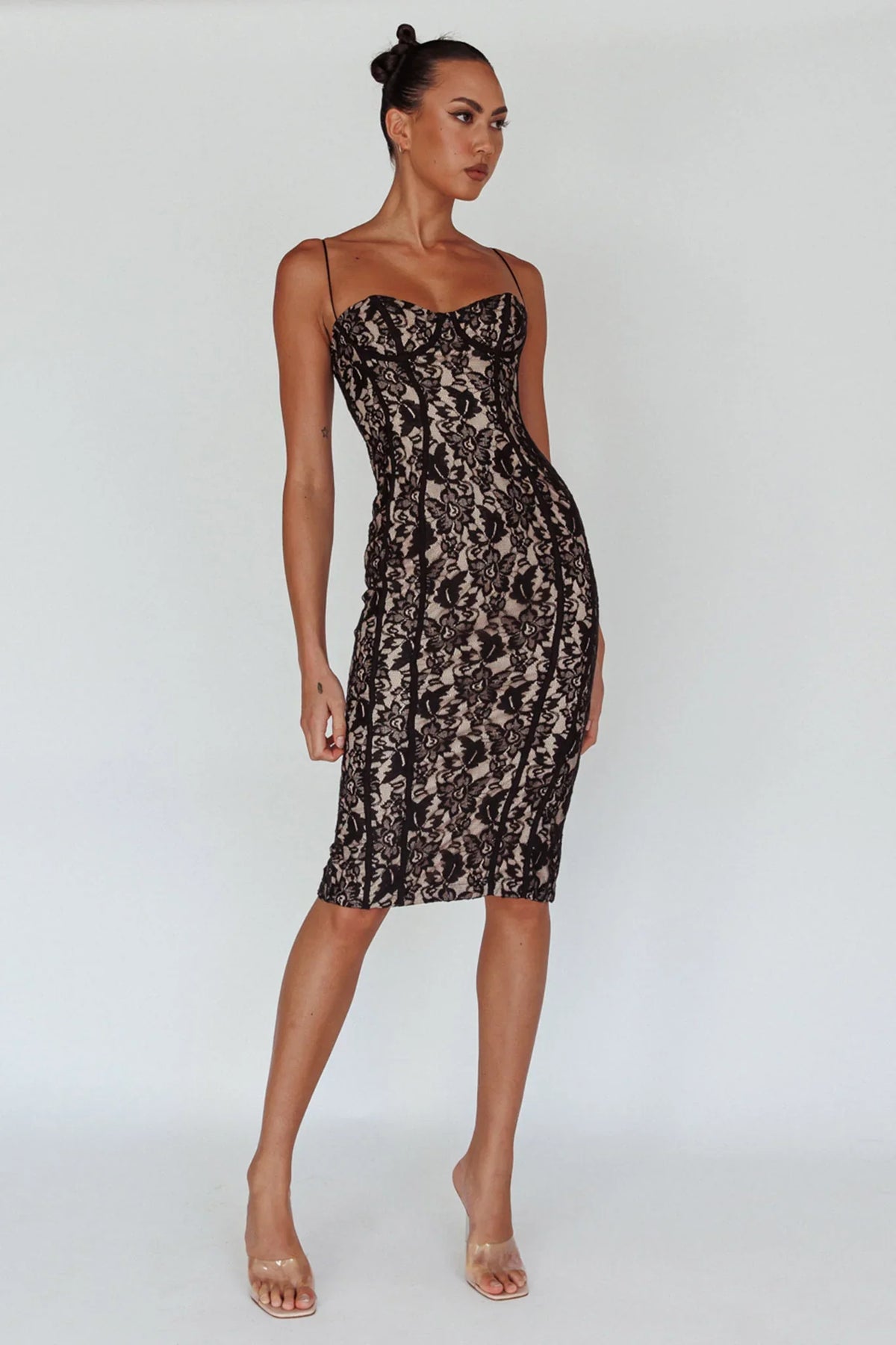 Aura Lace Midi Dress Black