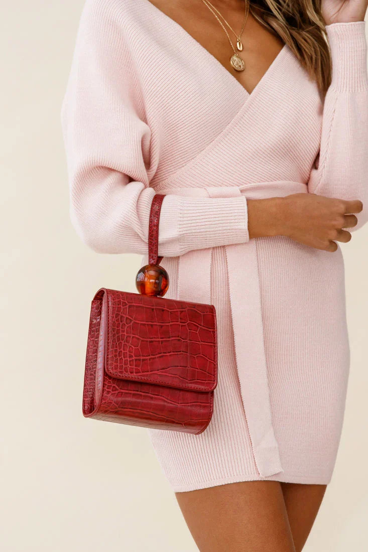 Audrey Wrist Strap Bead Purse Wine