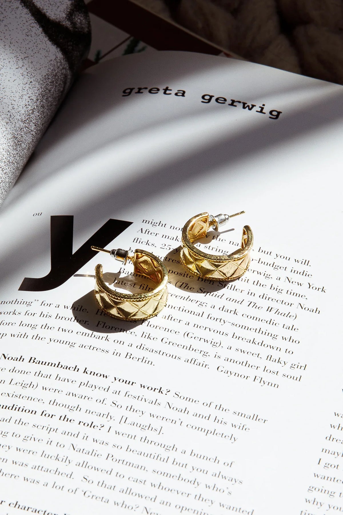 Gracie Etched Small Hoop Earrings Gold