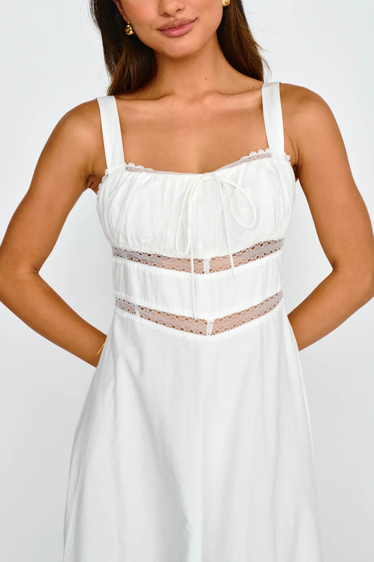 Kasiah Lace Trim Maxi Dress White