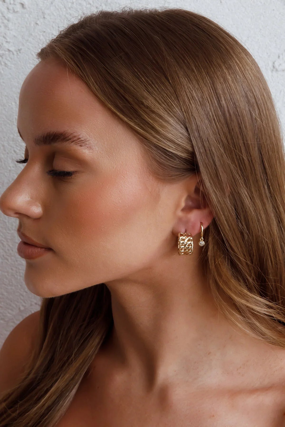 Damian Open Chain Hoop Earrings Gold
