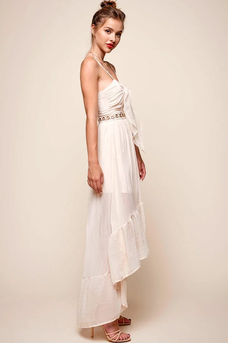 Riviera High-Low Hem Dress Beige