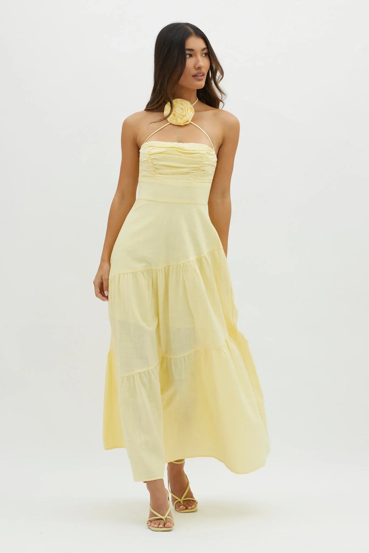 Bondi Rose Decoration Maxi Dress Lemon