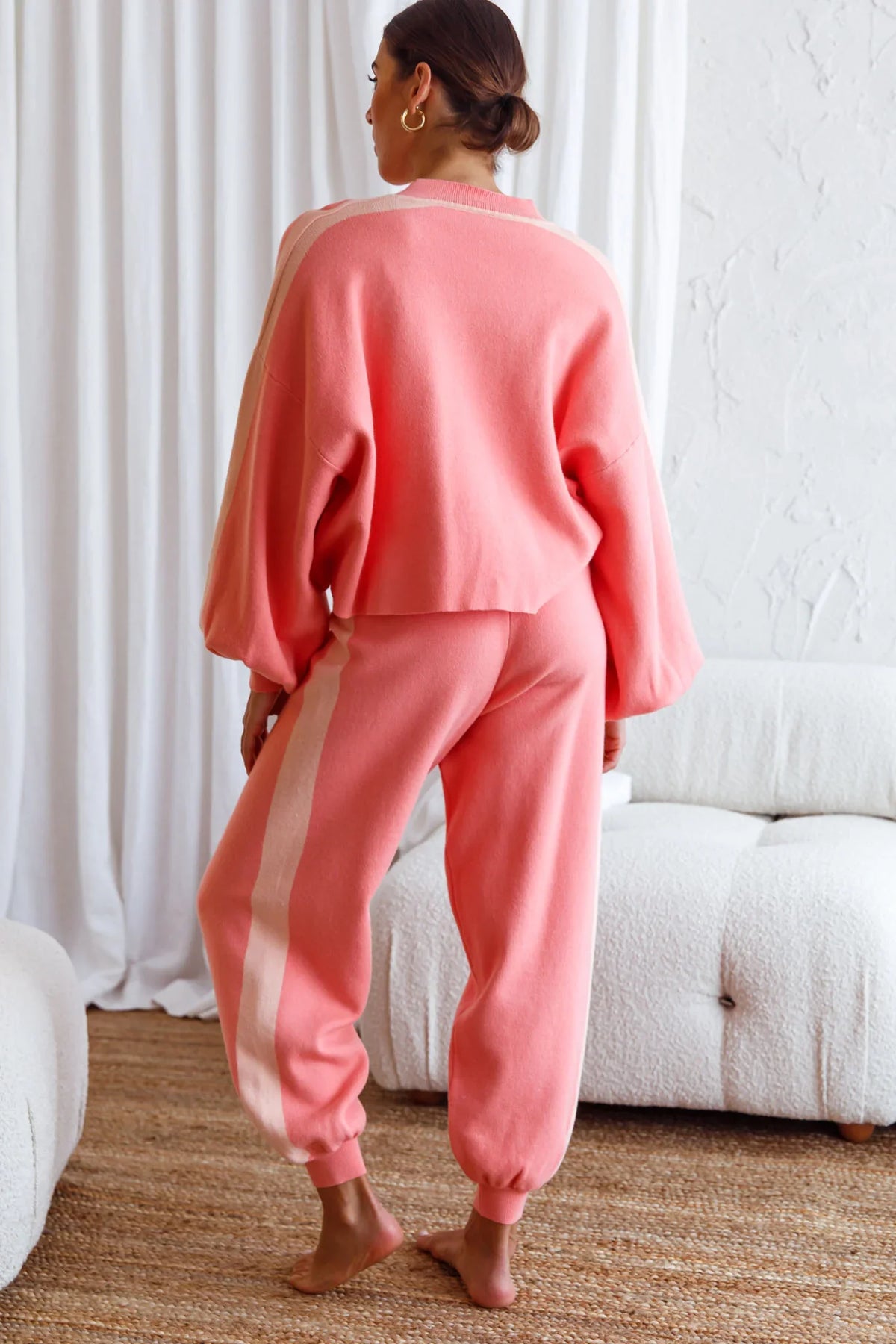 Take Me Back Brushed Knit Jogger Pants Peach
