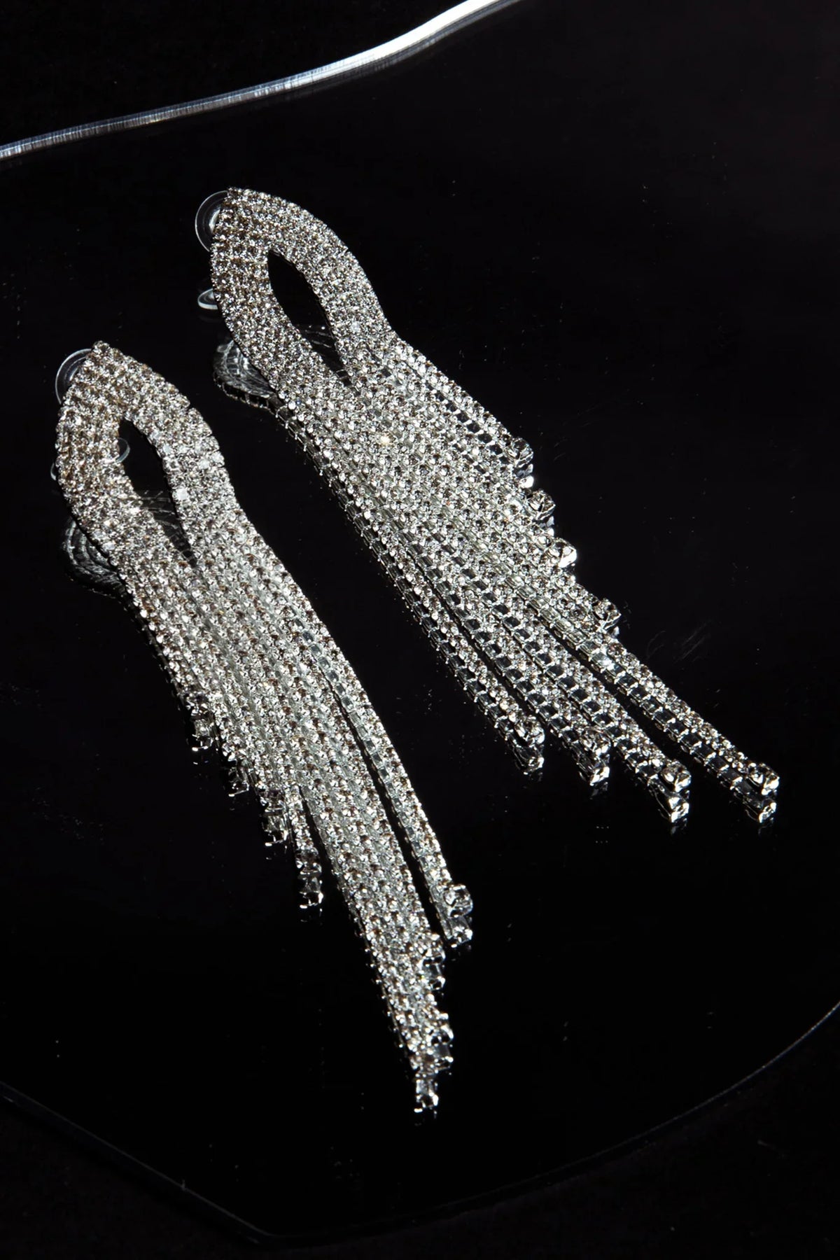 Khloe Diamante Tassel Earrings Silver