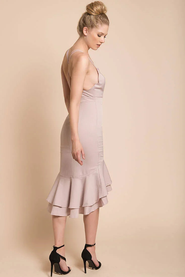 Avery Thin Strap Wedding Guest Dress Blush