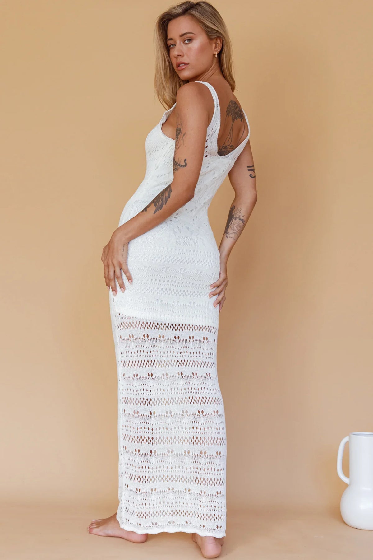 Endless Sun Crochet Maxi Dress White
