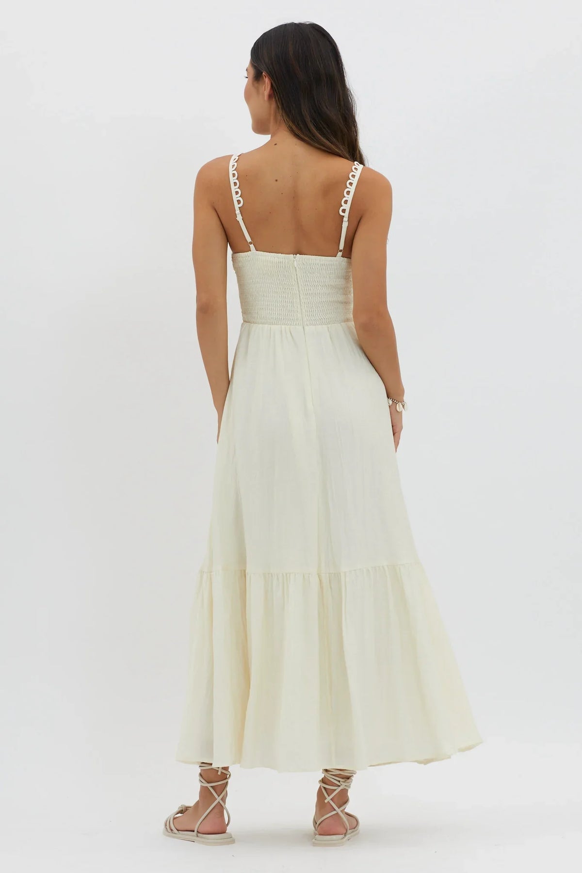 Golden Suns Scallop Trim Midi Dress Butter