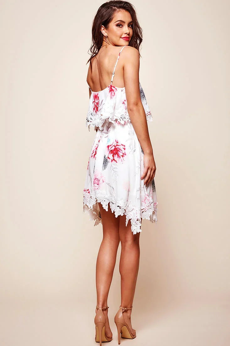 Cassandra Shelf Top Floral Garden Dress White