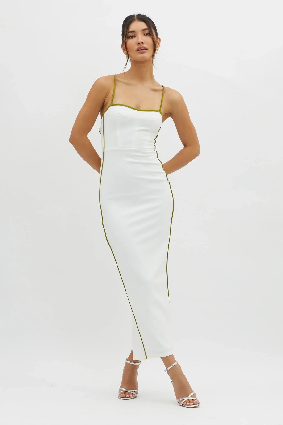 Future Awaits Lace-Up Back Midi Dress White