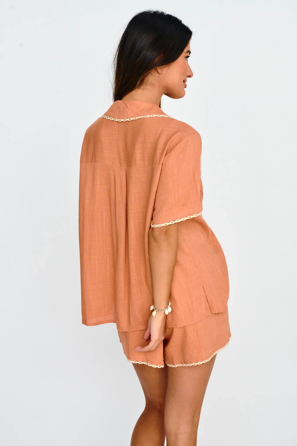 Swing Of Things Embroidered Shirt Mocha