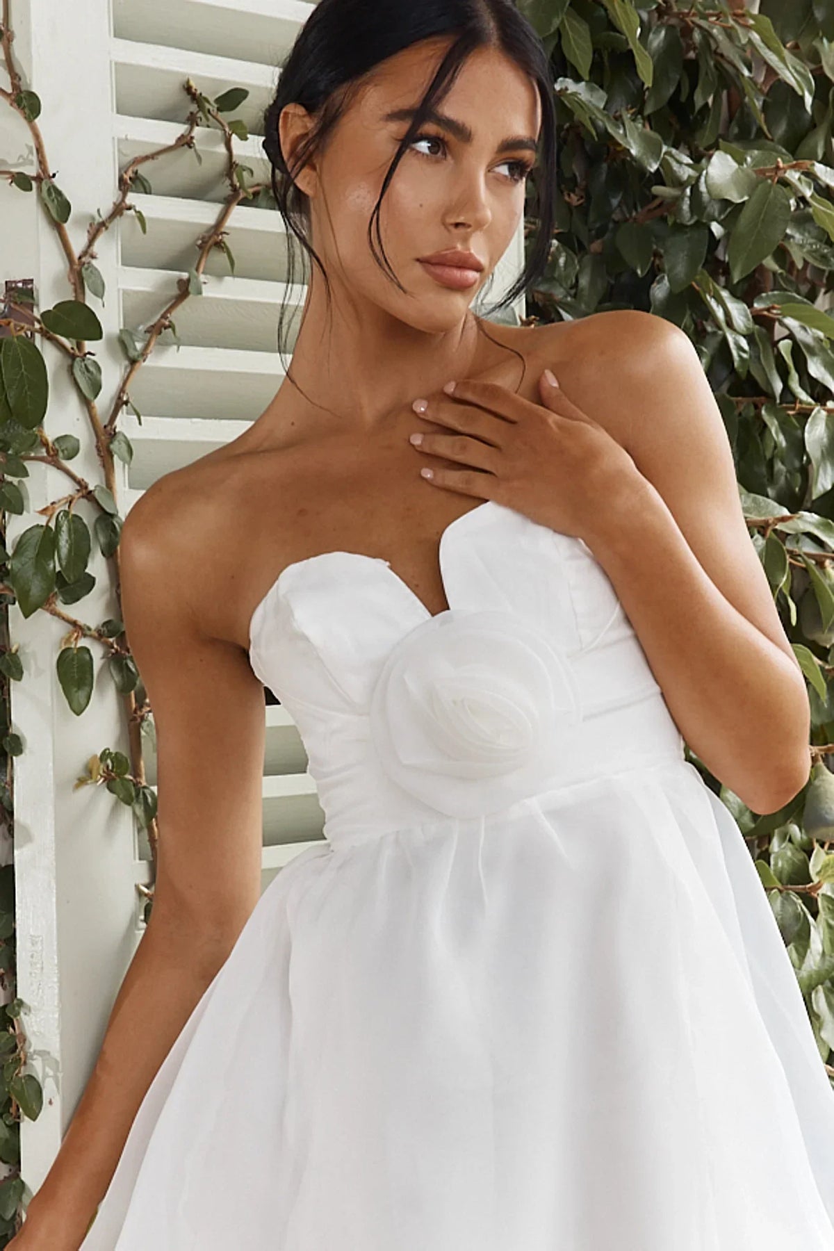 La Vie En Rose Strapless A-Line Mini Dress White